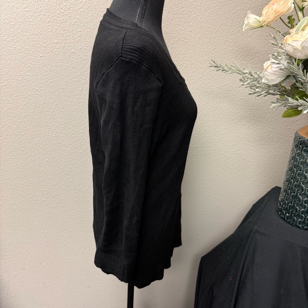 Requirements Black Ribbed Chain Cutout Top XL Long Sleeve - Picture 5 of 8